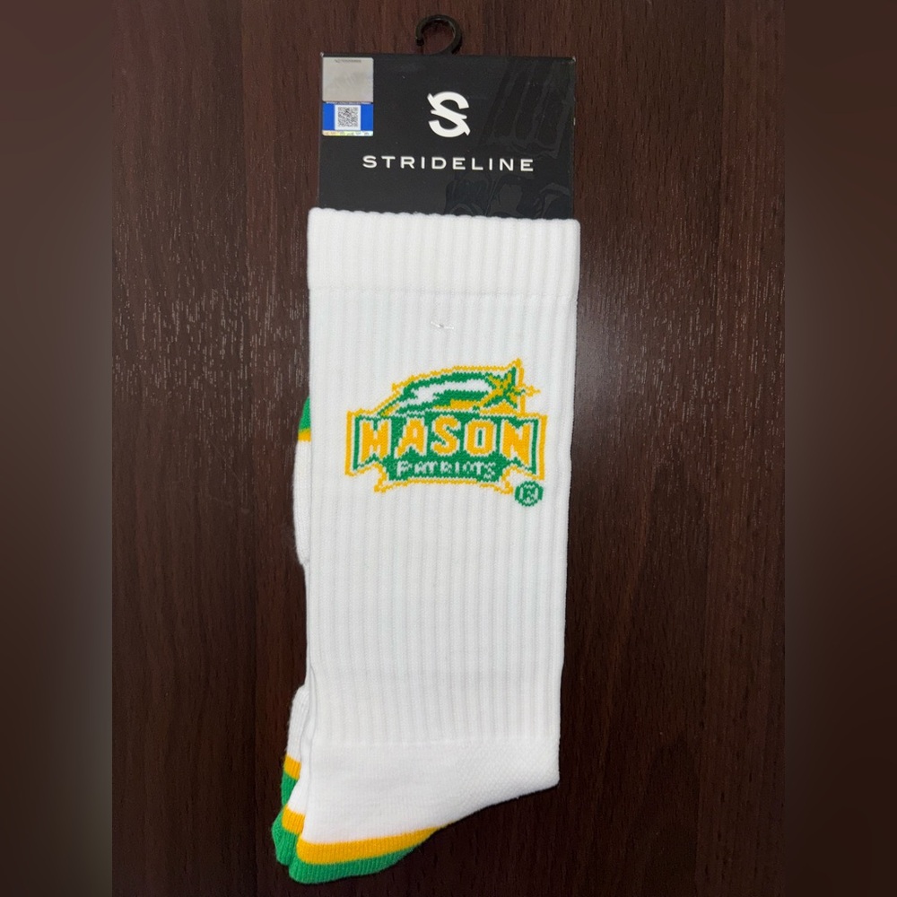 GEORGE MASON UNIVERSITY STRIDELINE CREW SOCKS NWT MEN’S SHOE SIZE 8-12